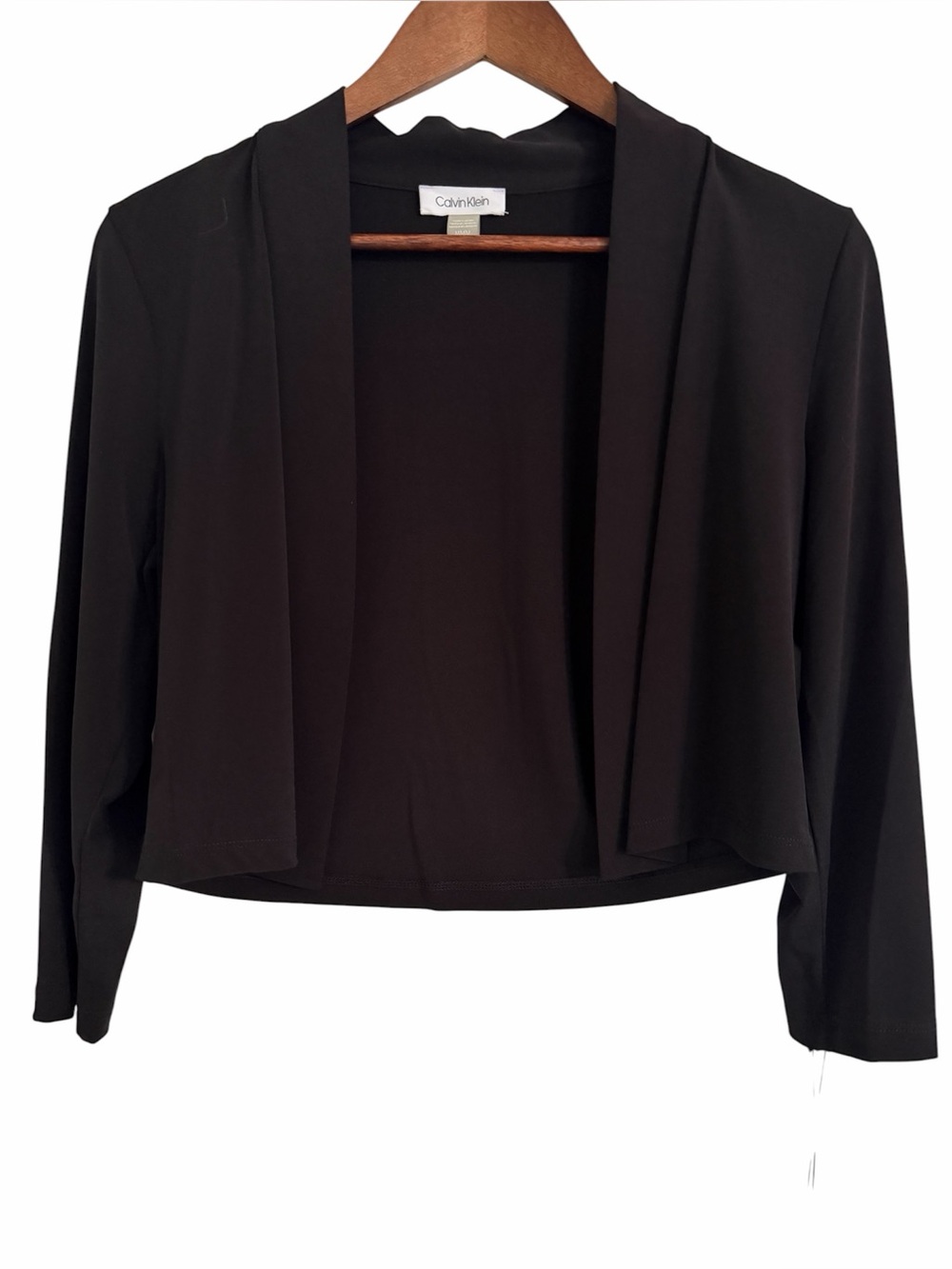 Calvin Klein NWT Black Cropped Open Front Layering Blazer Jacket